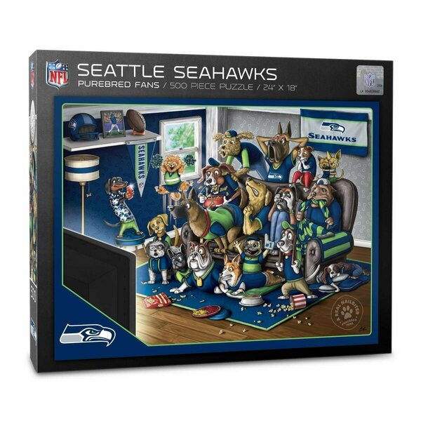 Youthefan 18 x 24 in. NFL Seattle Seahawks Purebred Fans Puzzle, Multi Color - A Real Nailbiter - 500 Piece 2502199